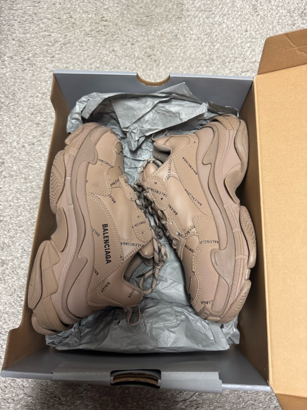 Balenciaga All Over Logo Triple S - Beige